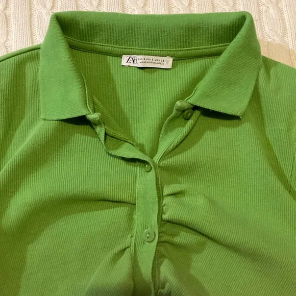 Zara Ribbed Ruched Button-Up ~ Small - Picture 4 of 10